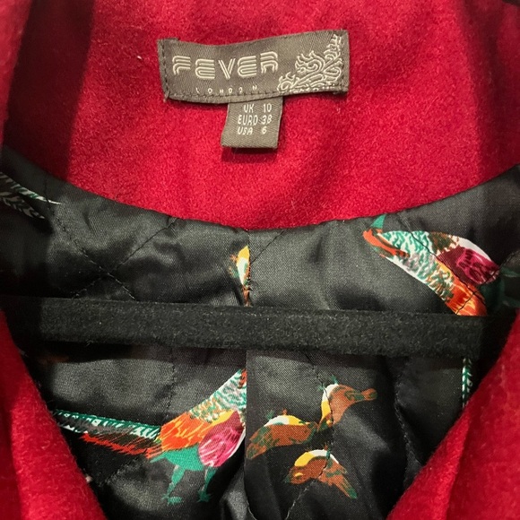 Fever Red Wool Coat – Size S/M (US 6 / UK 10) - Picture 4 of 5